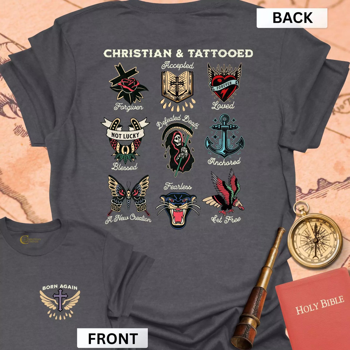 Christian & Tattooed (front & back) T-Shirt