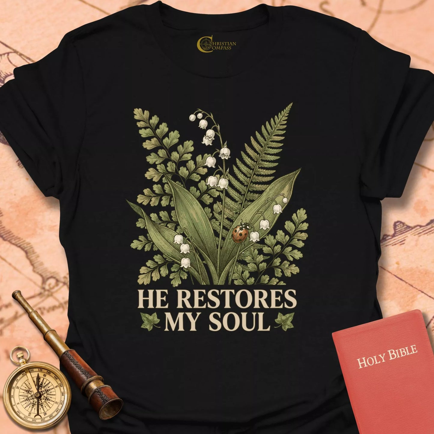 He Restores My Soul Ladybug T-Shirt