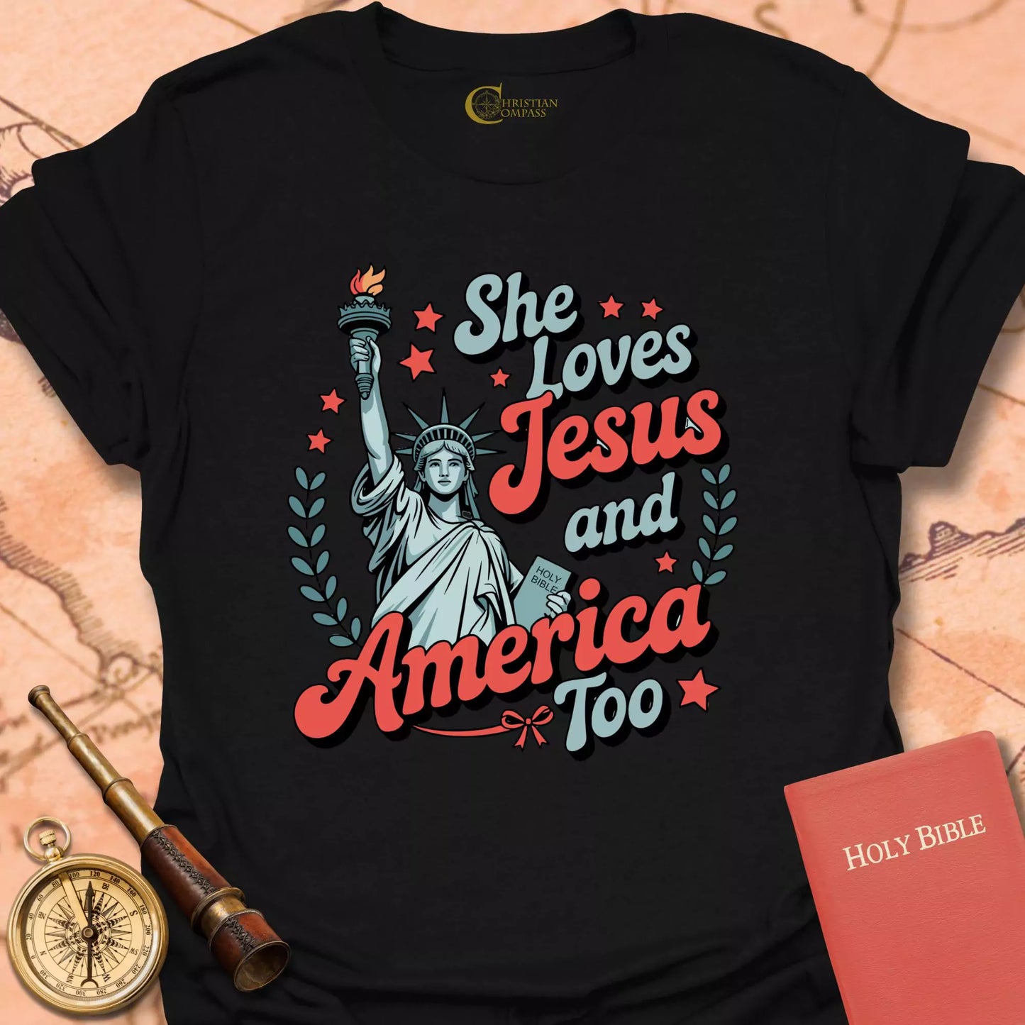 She Loves Jesus and America Too T-Shirt