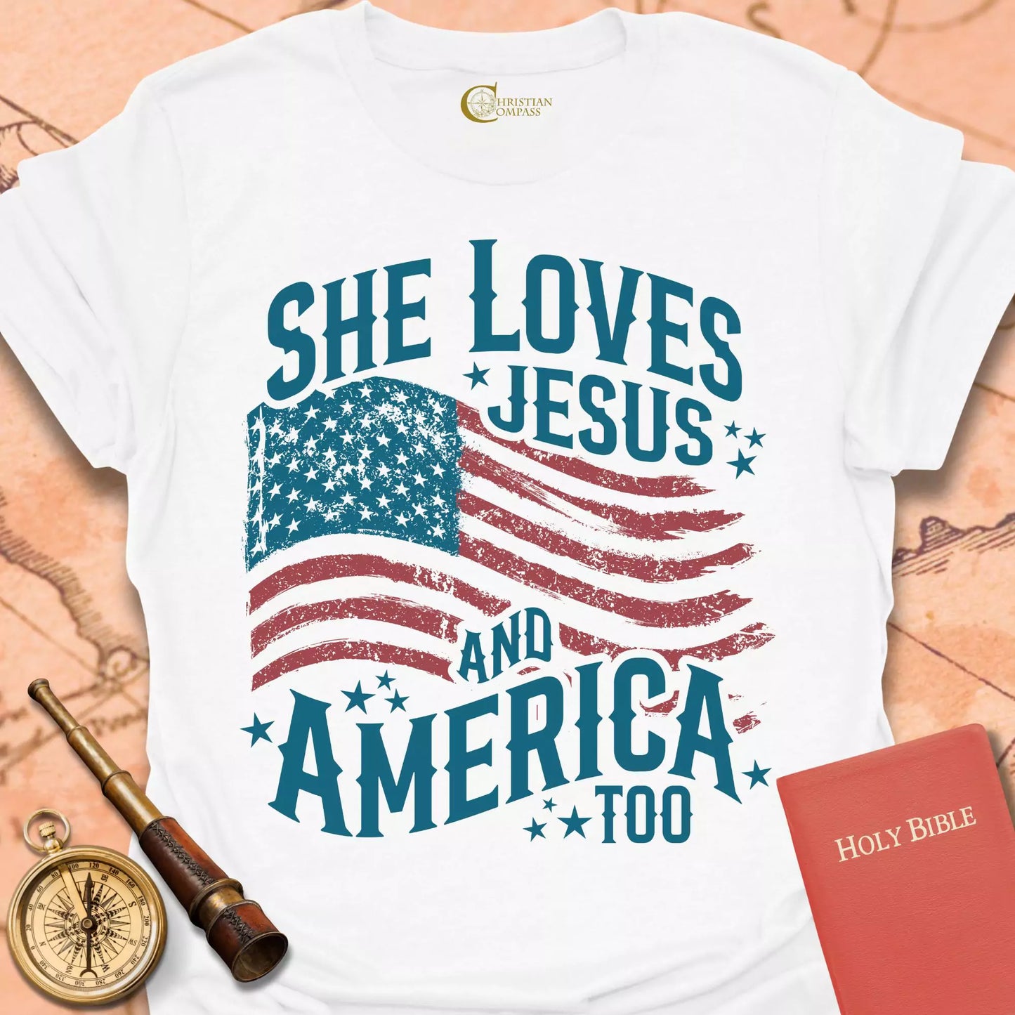 She Loves Jesus and America Too T-Shirt