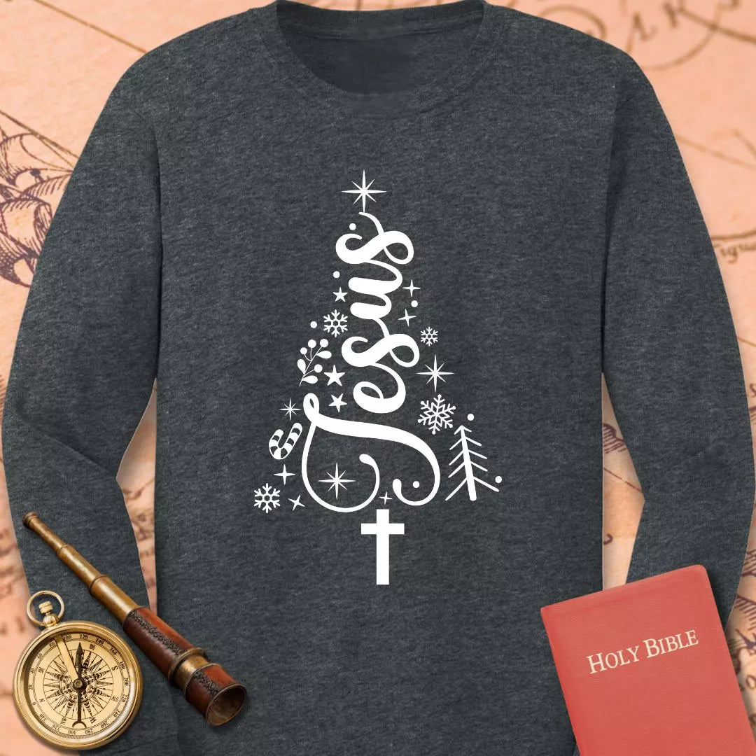 Jesus Christmas Tree Long Sleeve Tee