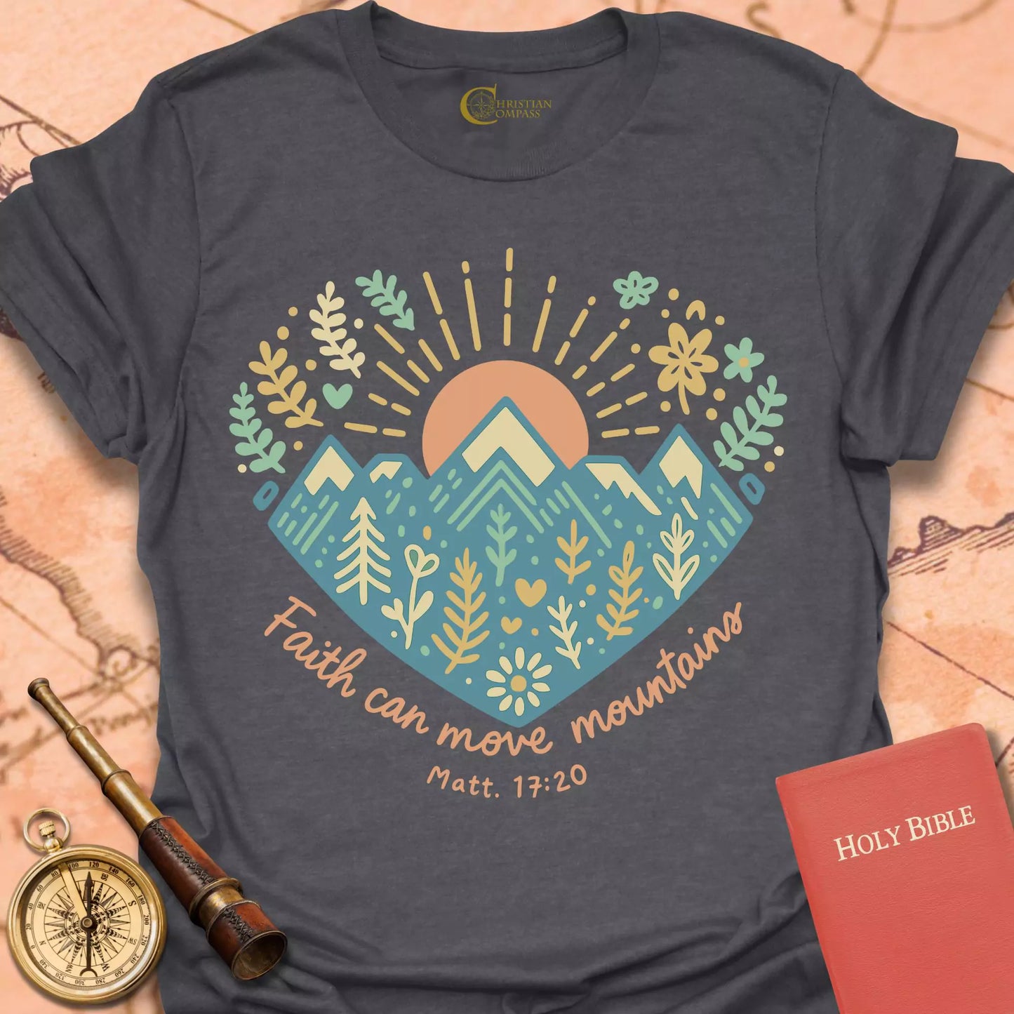 Faith Can Move Mountains Heart T-Shirt