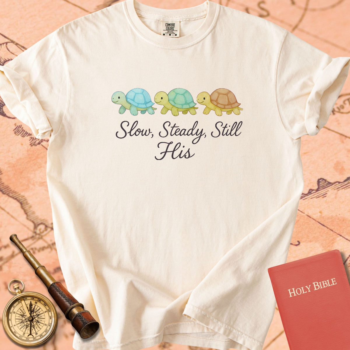 Slow, Steady, Still His — Cute Turtles Premium T-shirt — Ivory Comfort Colors