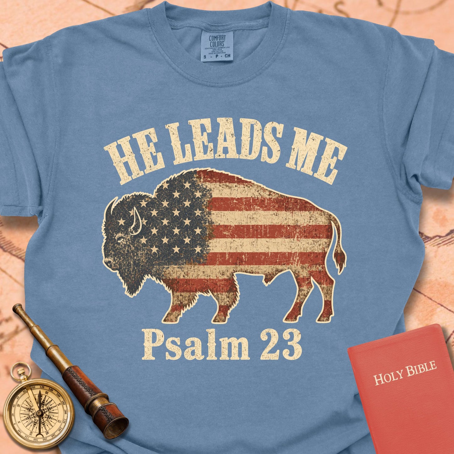 He Leads Me Bison Premium T-shirt