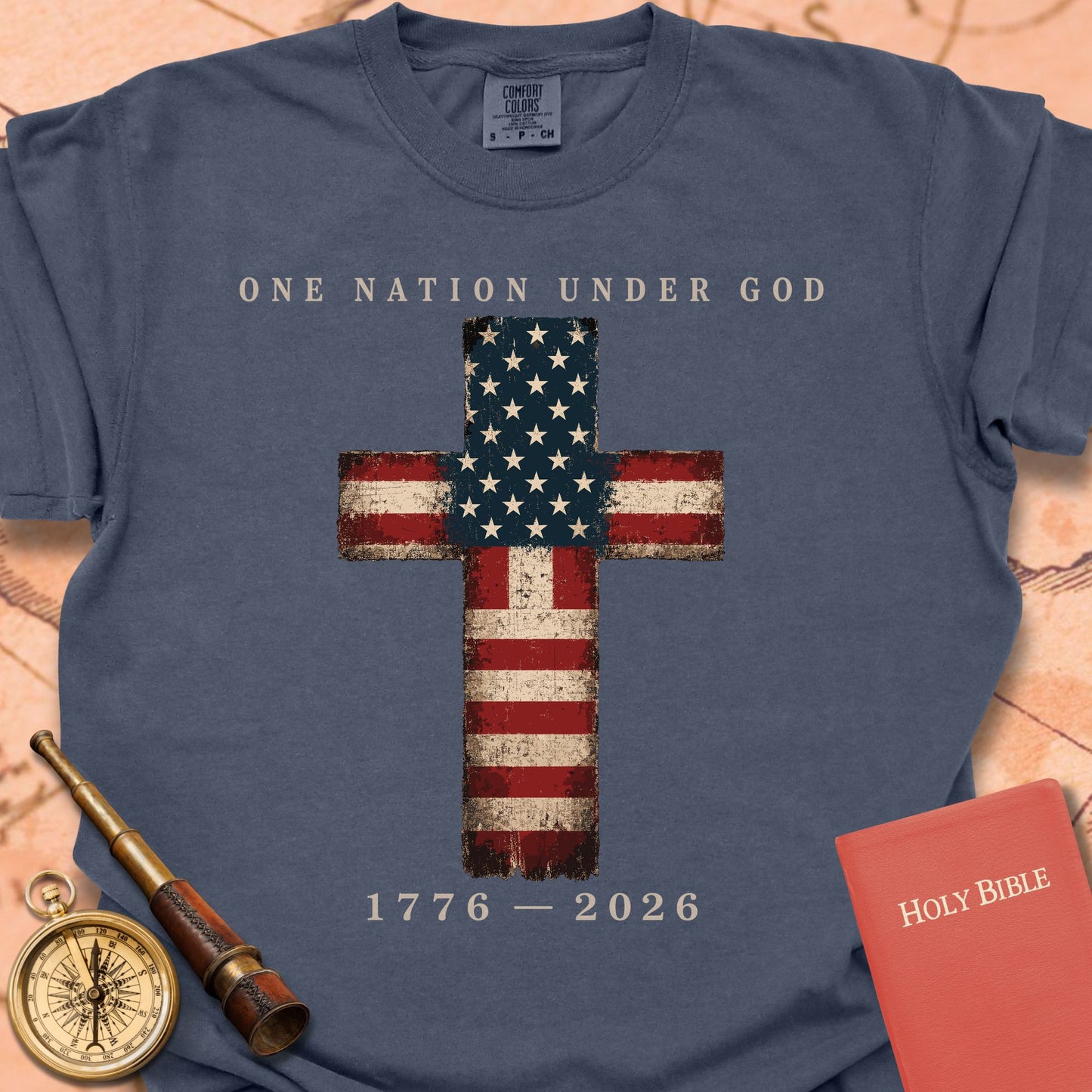 One Nation Under God Flag Cross Premium T-shirt