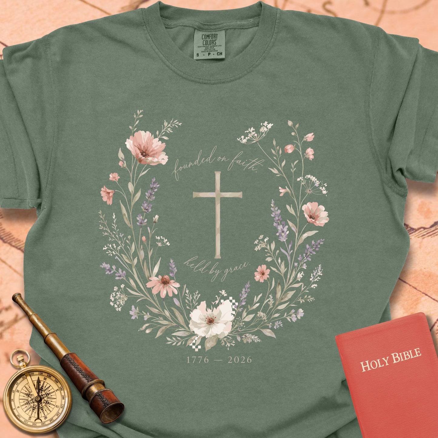Founded on Faith Held by Grace Premium T-shirt
