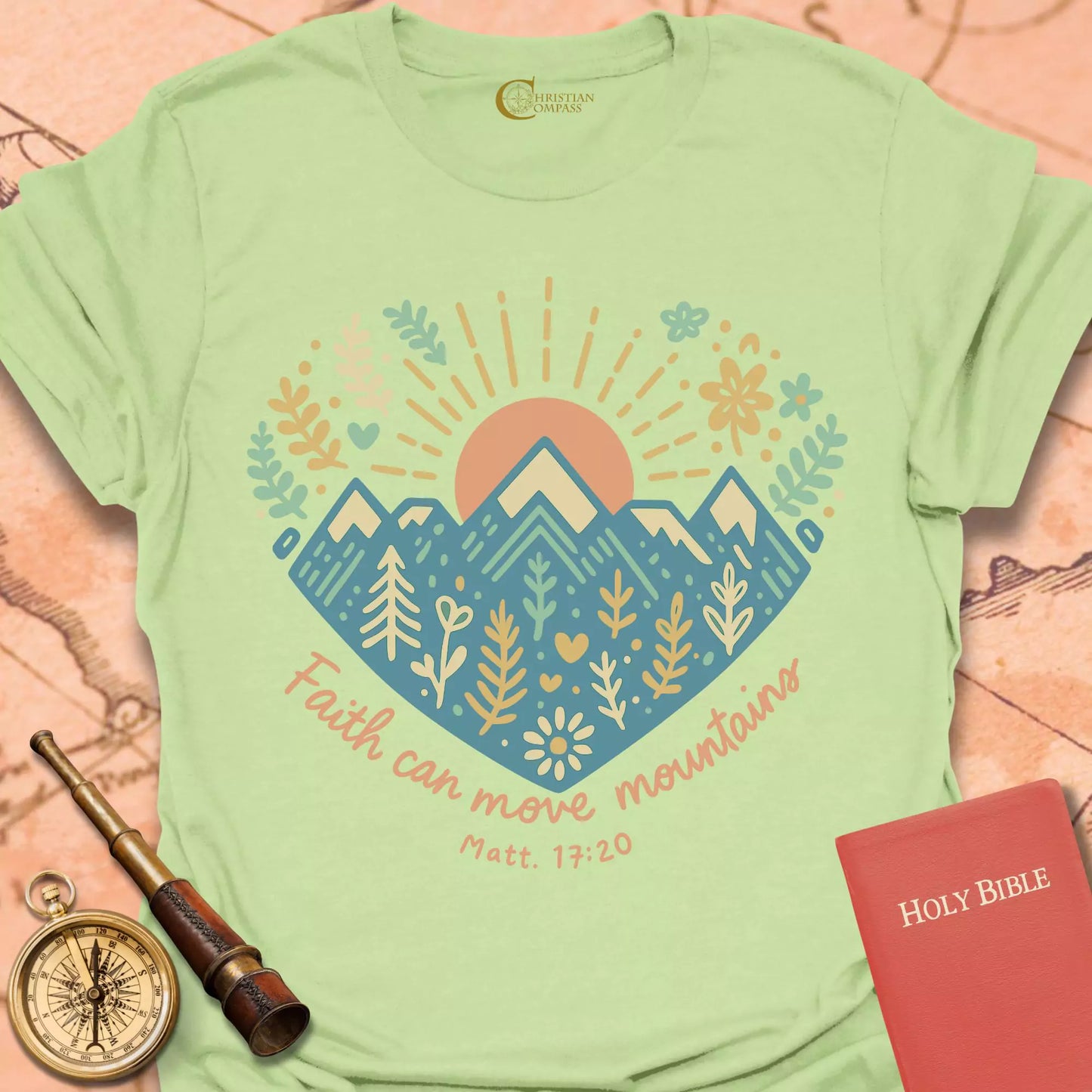 Faith Can Move Mountains Heart T-Shirt