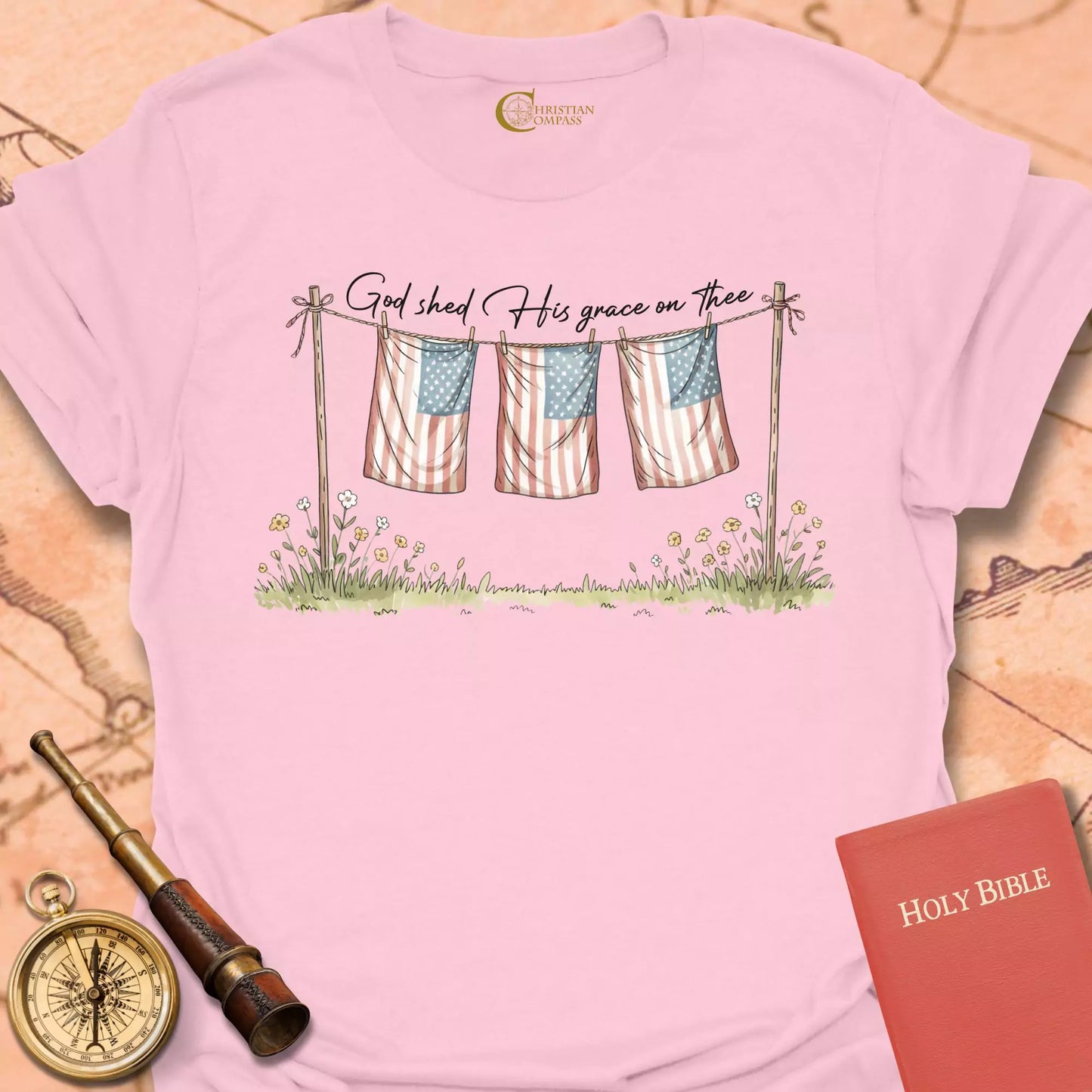 God Shed His Grace Flags T-Shirt