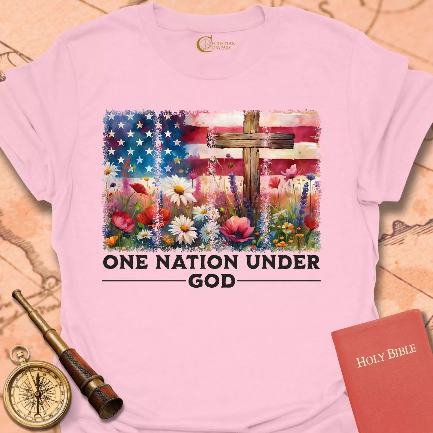 One Nation Flag FlowersT-Shirt