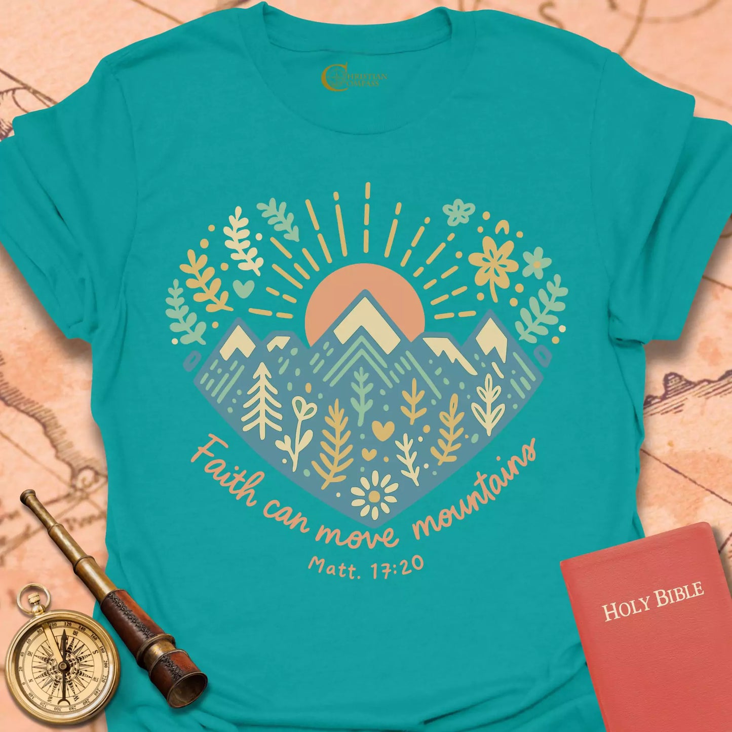 Faith Can Move Mountains Heart T-Shirt