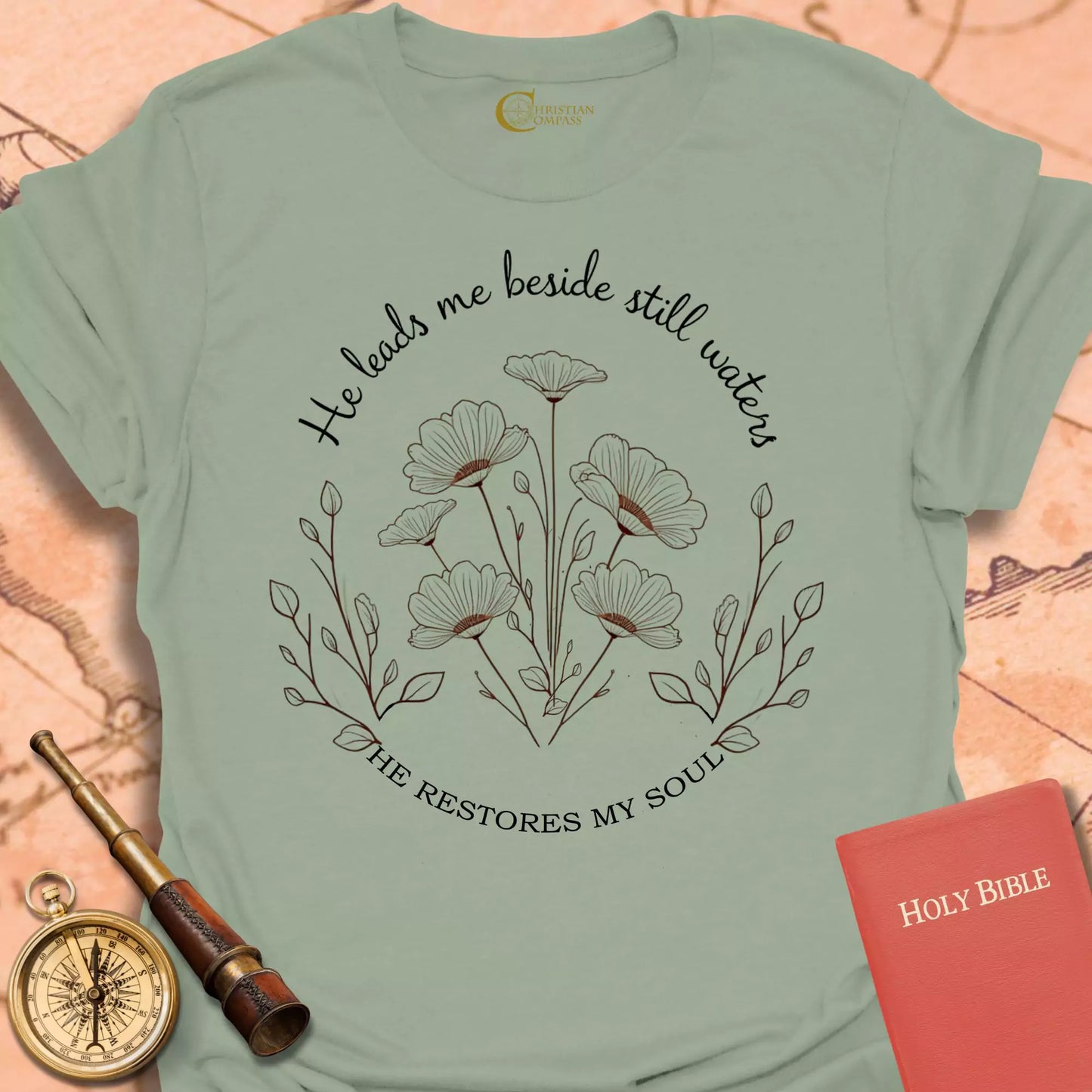 He Leads Me T-Shirt