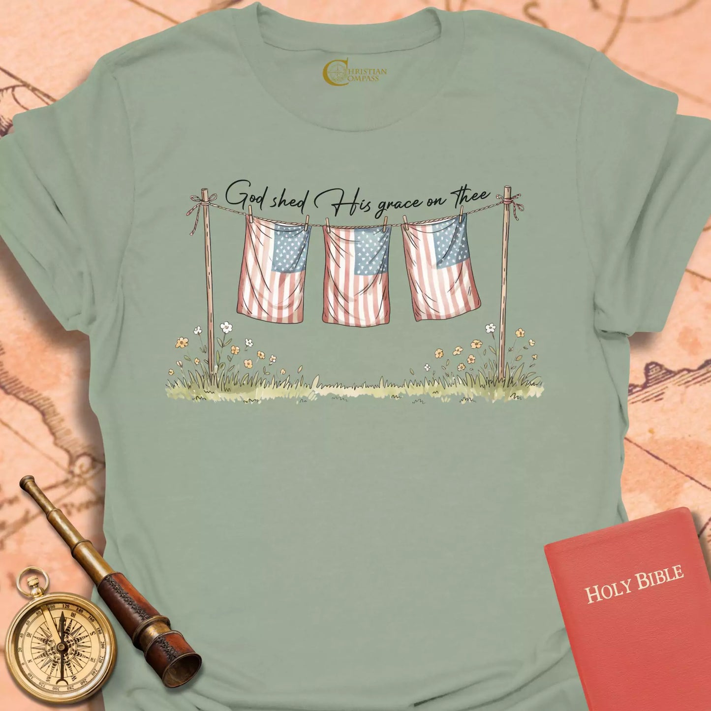 God Shed His Grace Flags T-Shirt