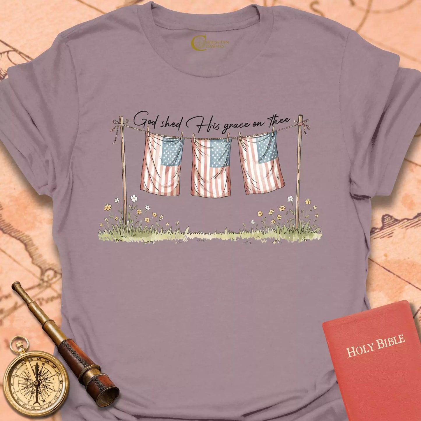 God Shed His Grace Flags T-Shirt
