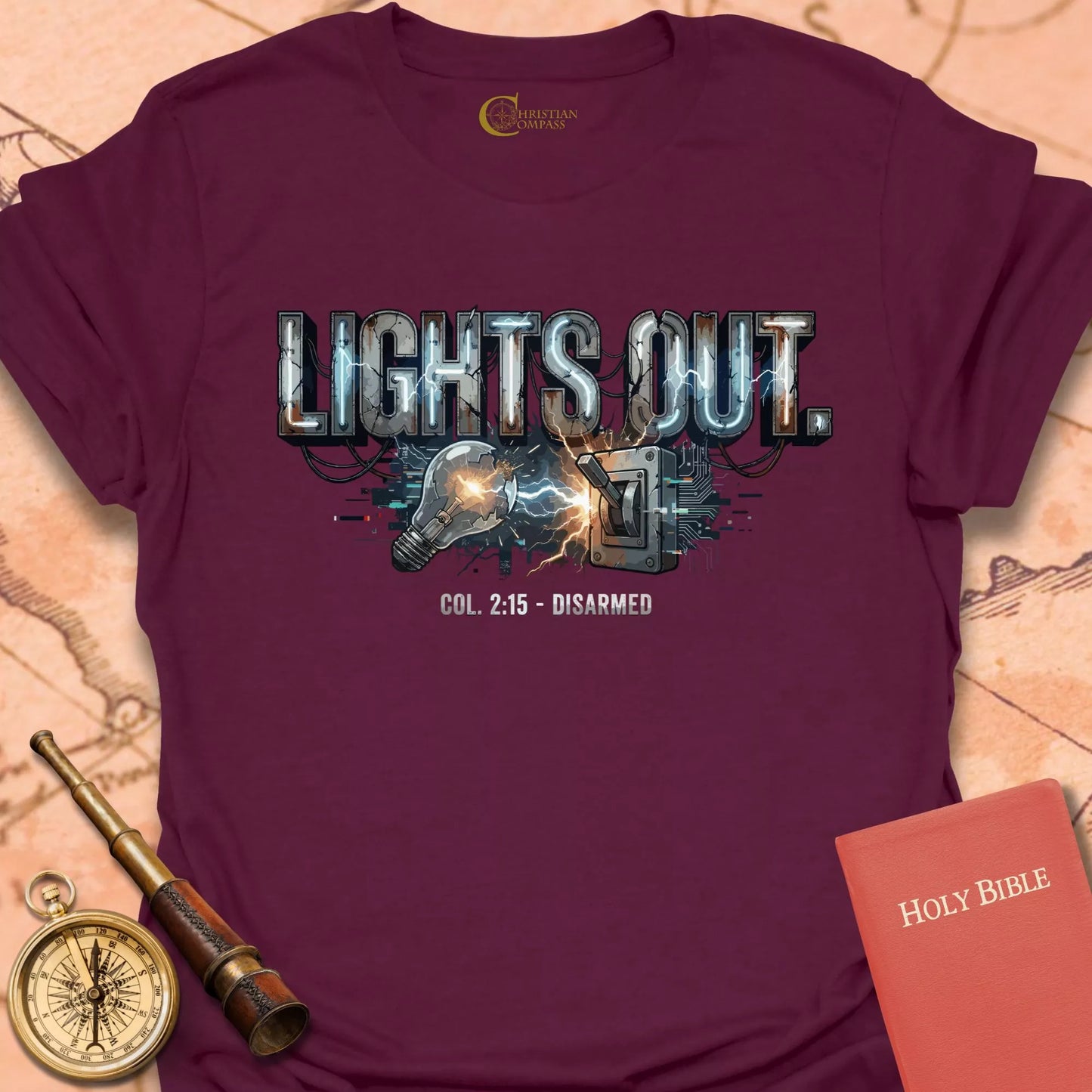 Lights Out - Colossians 2:15 Disarmed T-Shirt