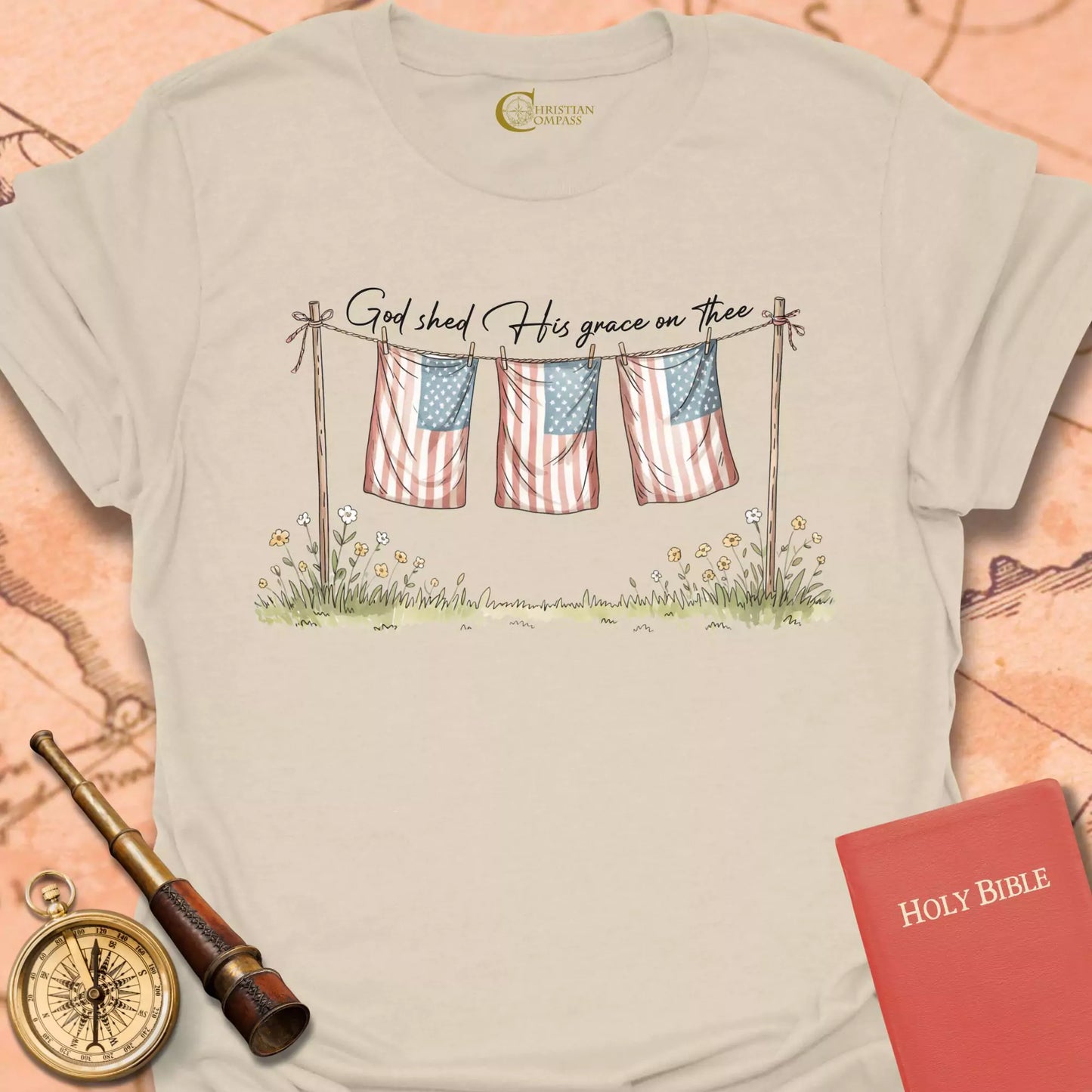 God Shed His Grace Flags T-Shirt