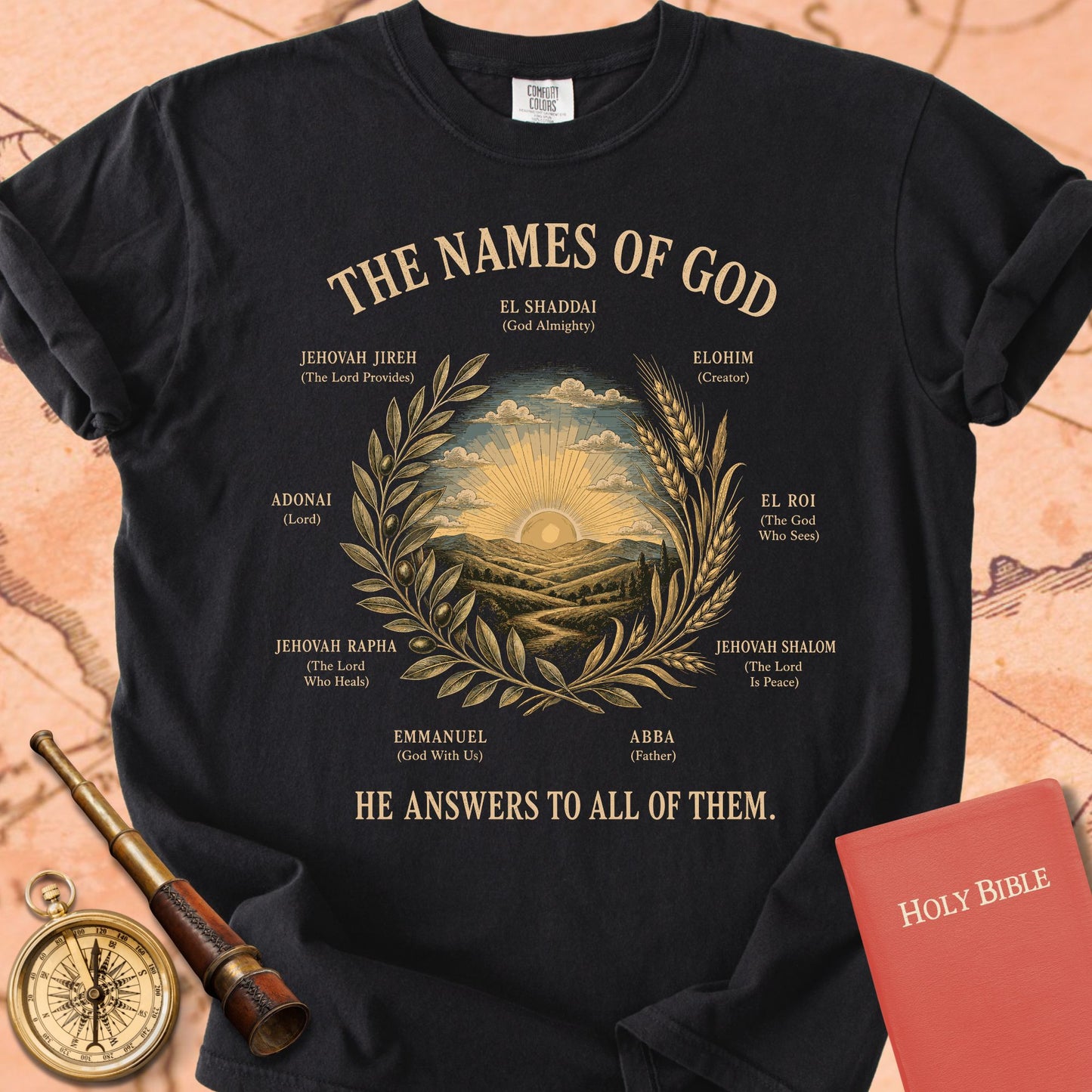 The Names of God — "He Answers to All of Them" | Hebrew Names of God Premium T-shirt