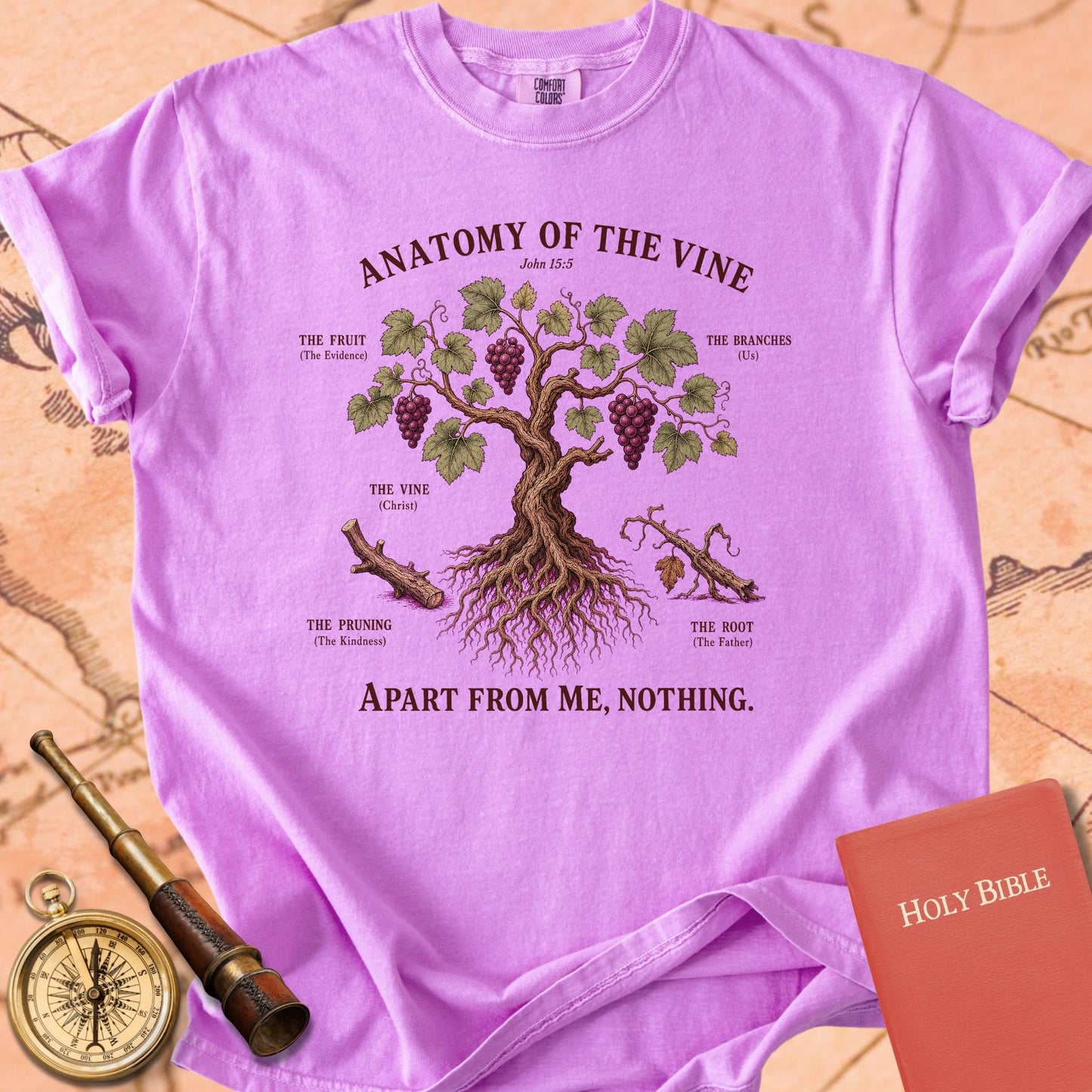 Anatomy of the Vine "Apart From Me, Nothing" | John 15:5 Christian Tee