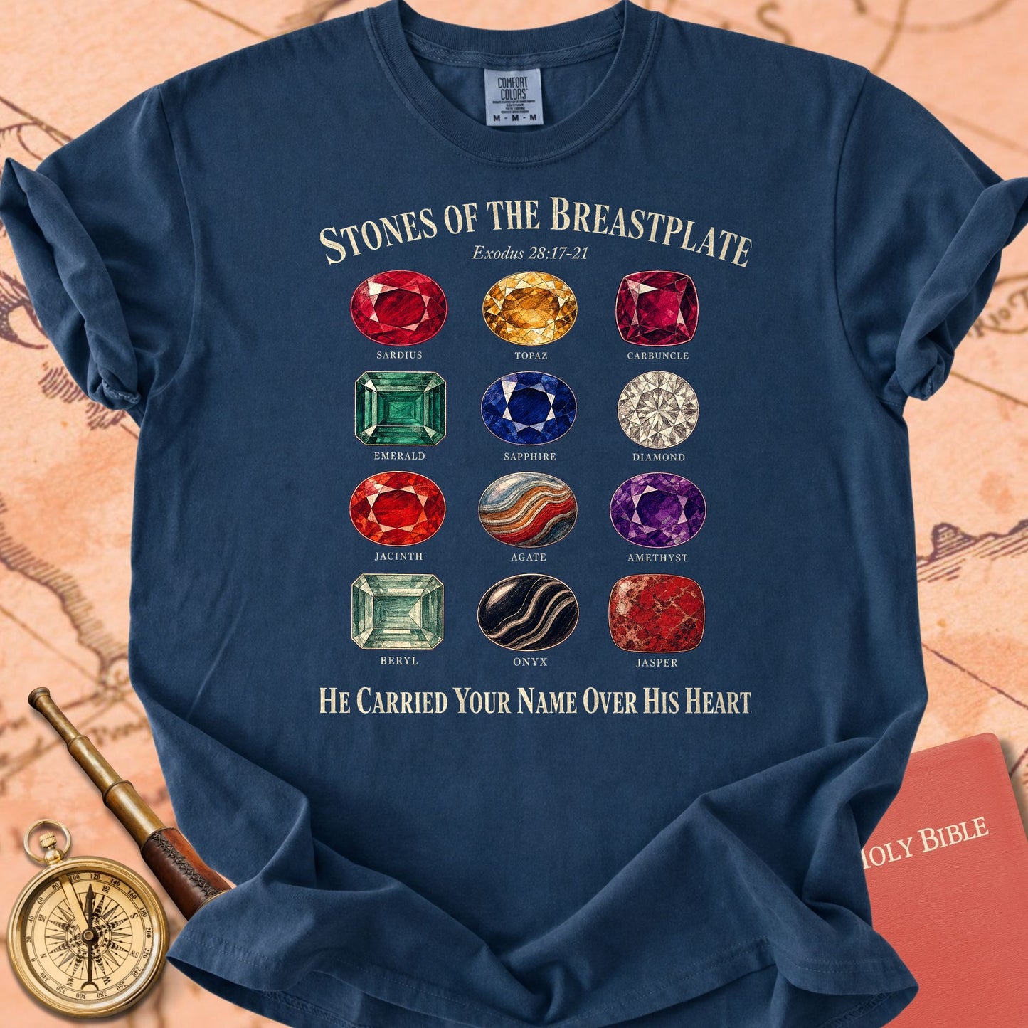Stones of the Breastplate "He Carried Your Name Over His Heart" | Exodus 28 Tee