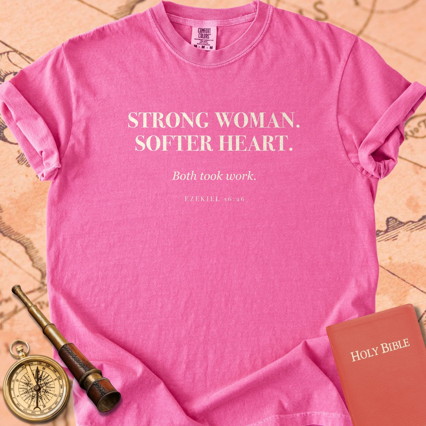 Strong Woman. Softer Heart. — Crunchberry Comfort Colors t-shirt