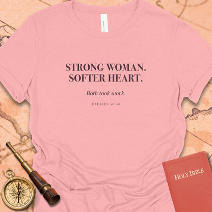 Strong Woman. Softer Heart. — Pink women's tee