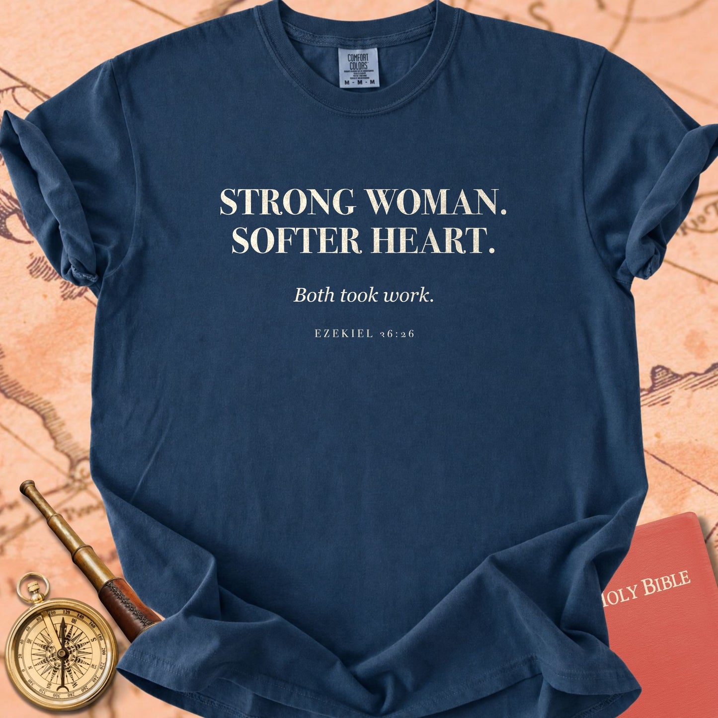 Strong Woman. Softer Heart. — True Navy Comfort Colors t-shirt