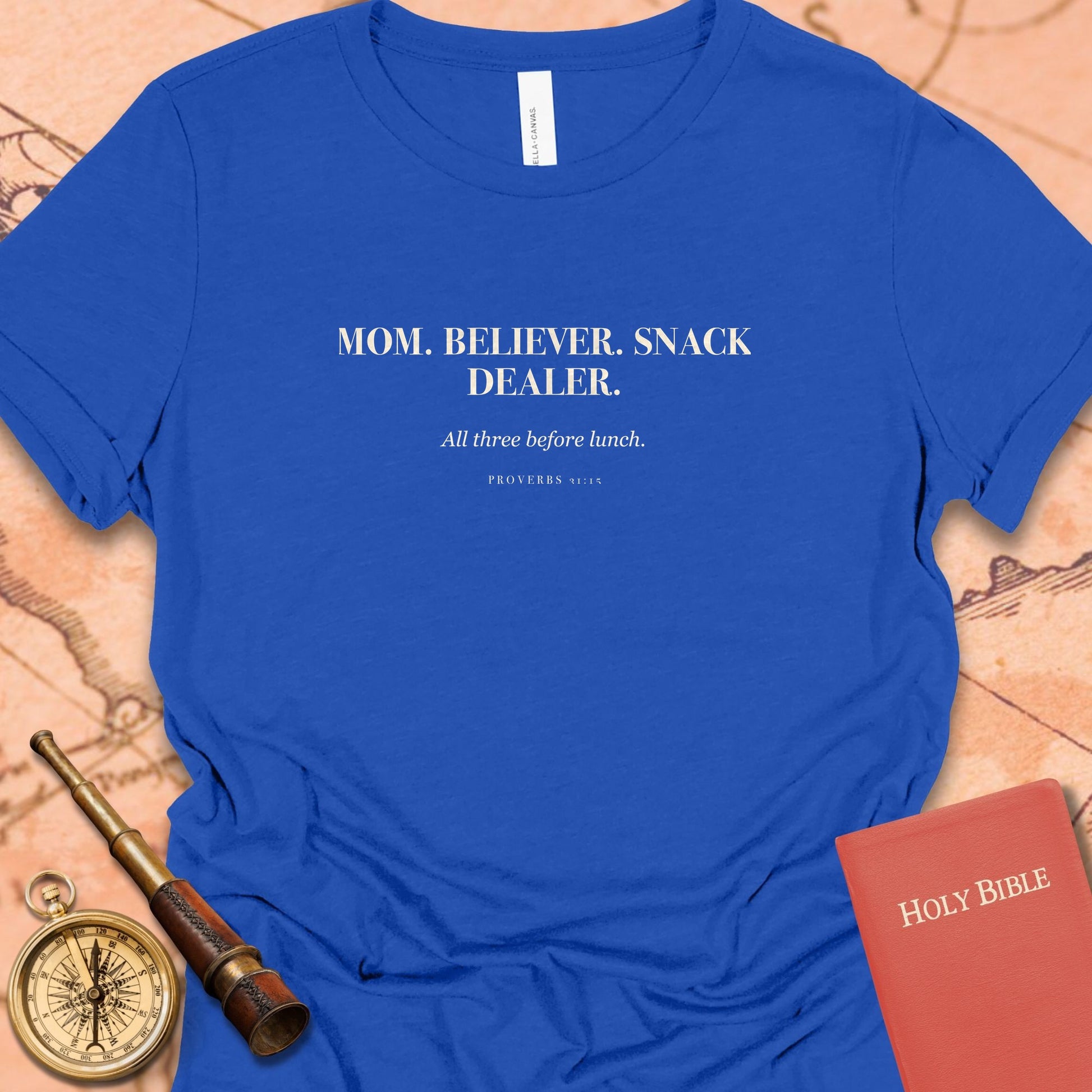Mom. Believer. Snack Dealer. — True Royal women's tee