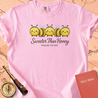 Sweeter Than Honey — Cute Bees Premium T-shirt — Blossom Comfort Colors