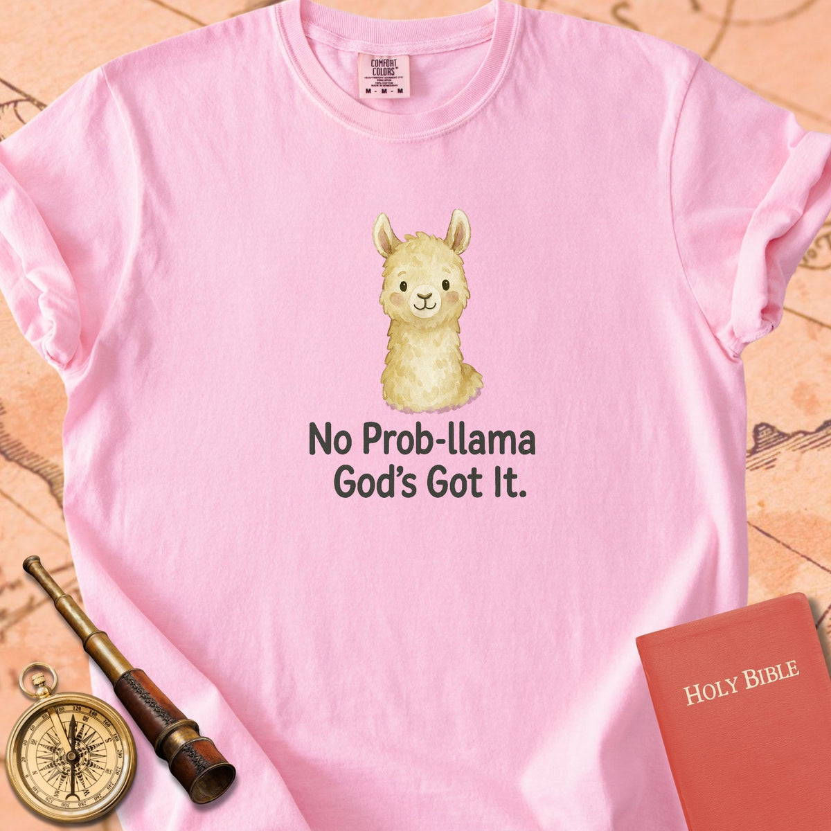 No Prob-llama, God's Got It — Cute Llama Premium T-shirt — Blossom Comfort Colors