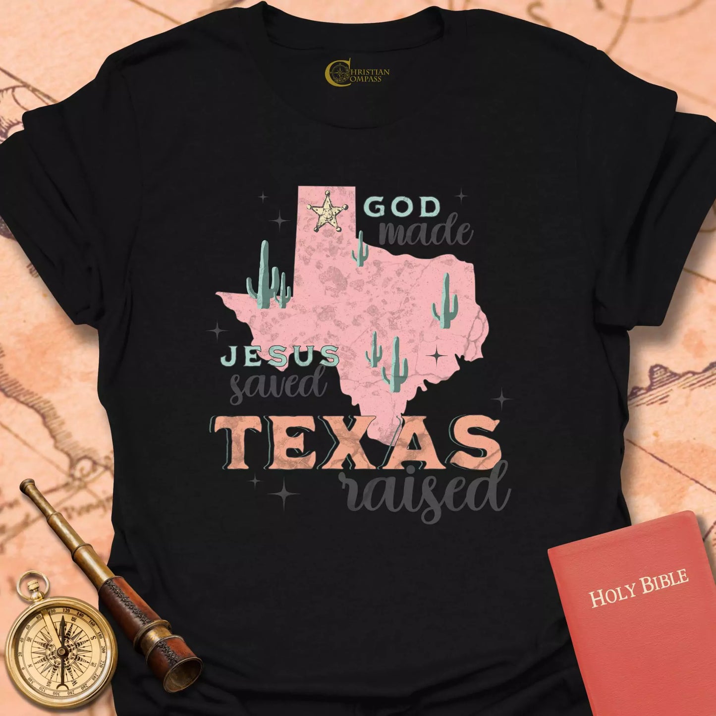 God Made Texas Raised T-Shirt