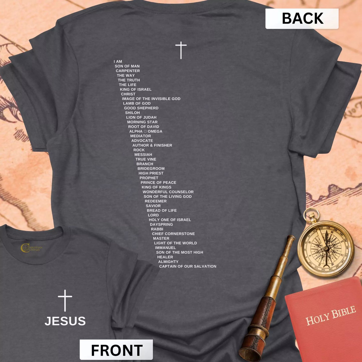 Names of Jesus Tower (front & back) T-Shirt