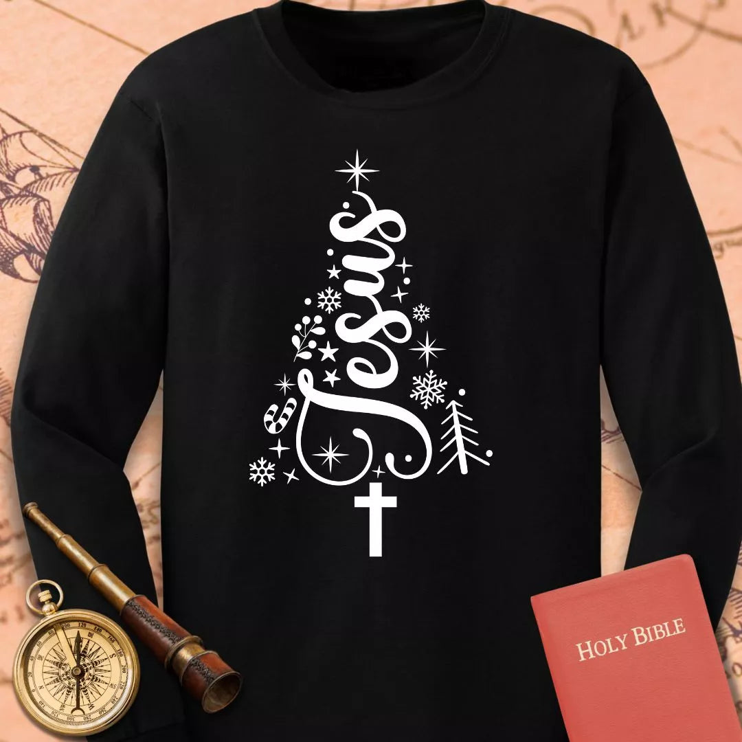 Jesus Christmas Tree Long Sleeve Tee