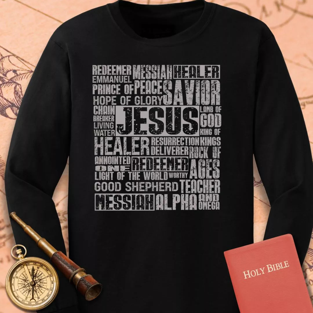 Names of Jesus Collage Long Sleeve Tee