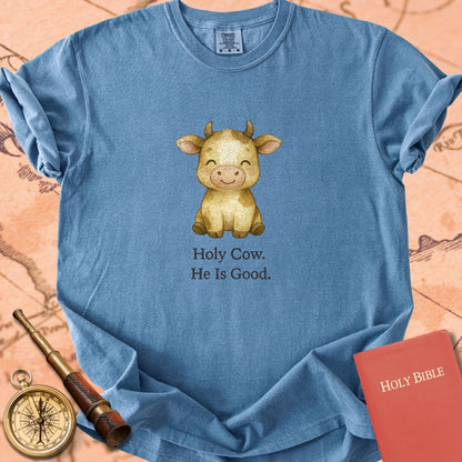 Holy Cow, He Is Good — Cute Cow Premium T-shirt — Blue Jean Comfort Colors
