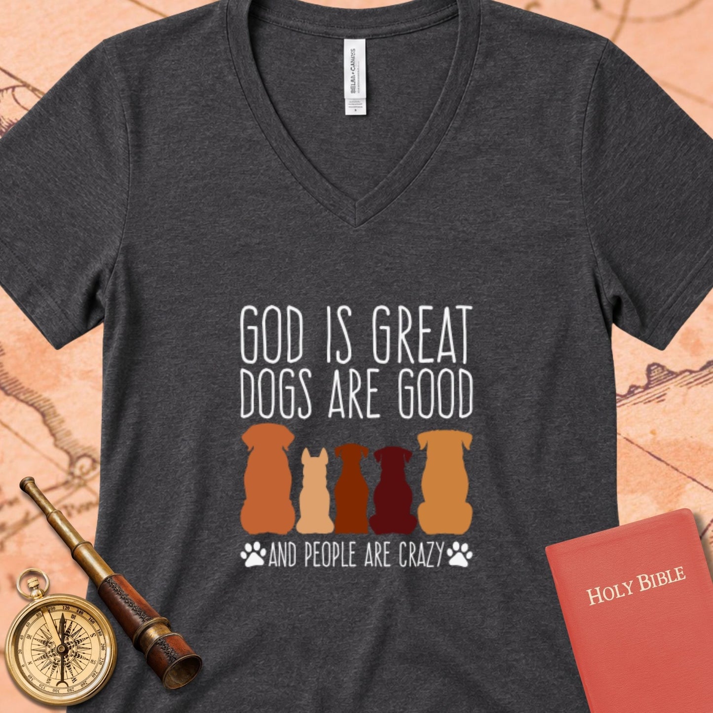 God is Great Dogs Heather V-Neck Tee