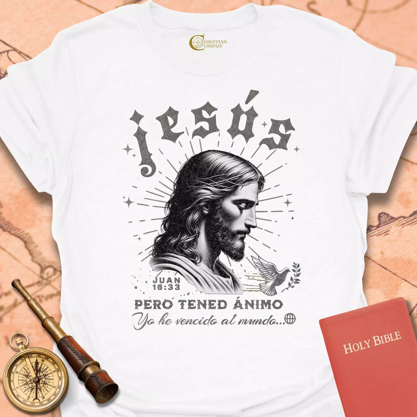 Retrato de Jesús Juan 16:33 Cameseta