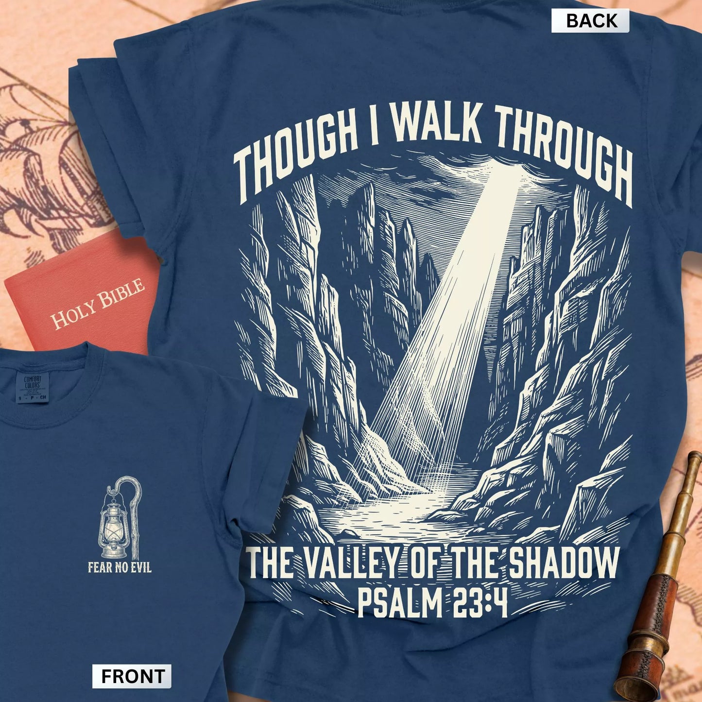 Psalm 23:4 Though I Walk Through the Valley Premium T-shirt
