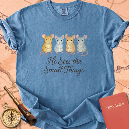 He Sees the Small Things — Mice Premium T-shirt — Blue Jean Comfort Colors
