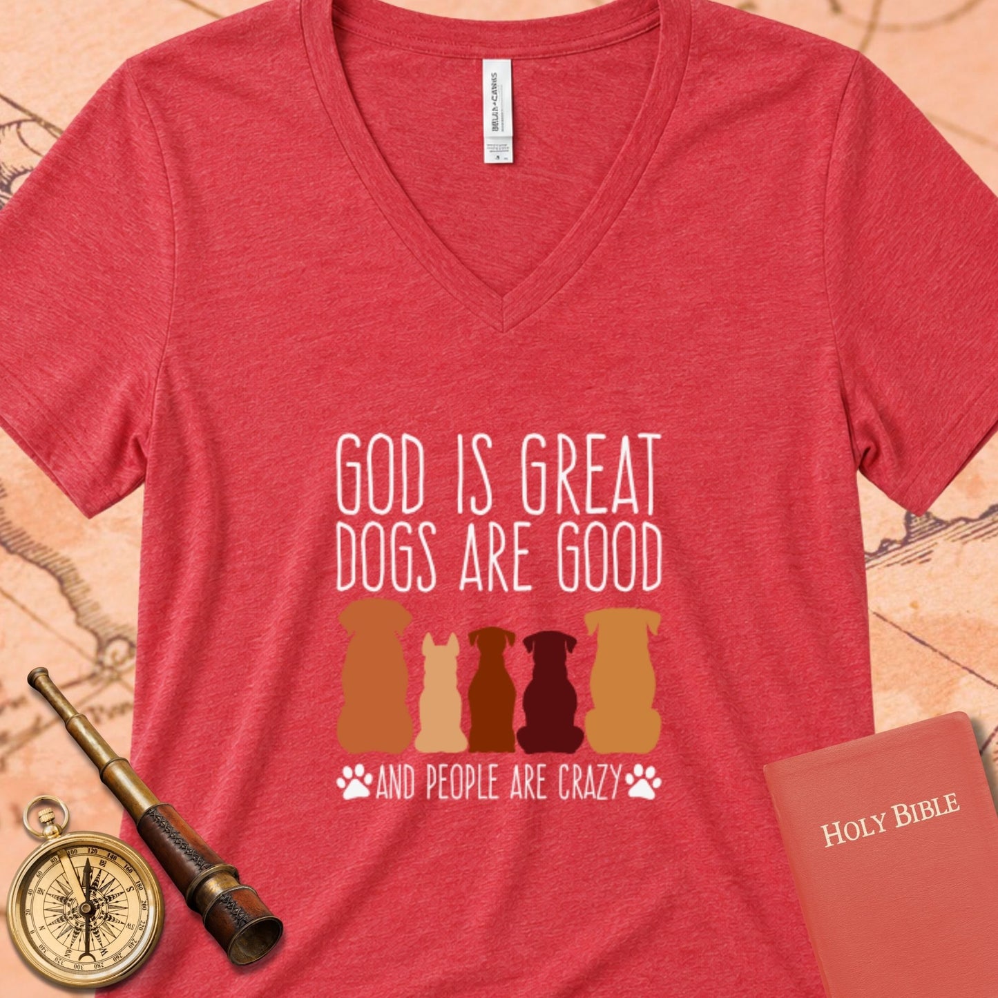 God is Great Dogs Heather V-Neck Tee