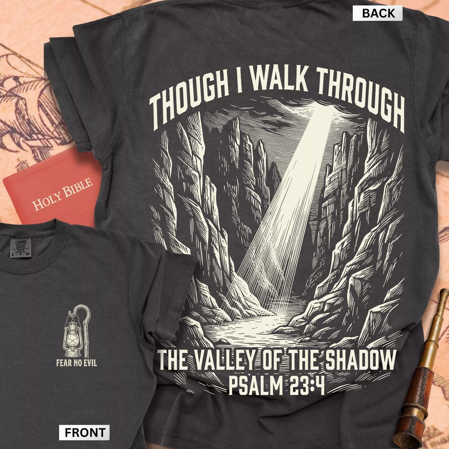 Psalm 23:4 Though I Walk Through the Valley Premium T-shirt