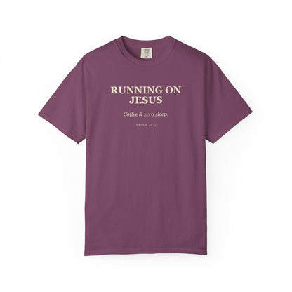 Running on Jesus, Coffee and Zero Sleep Premium T-shirt