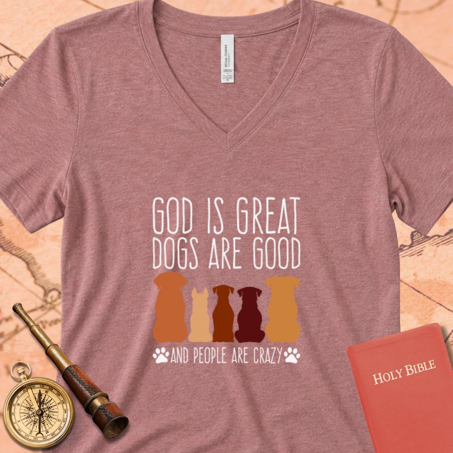 God is Great Dogs Heather V-Neck Tee