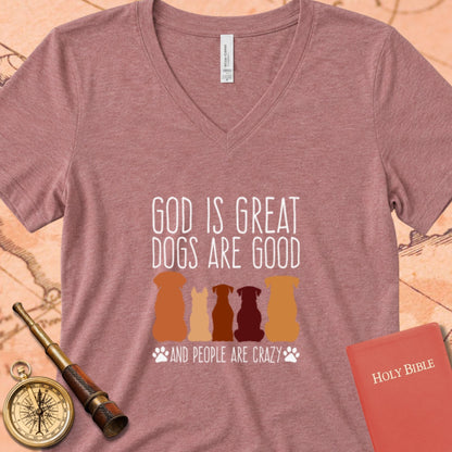 God is Great Dogs Heather V-Neck Tee