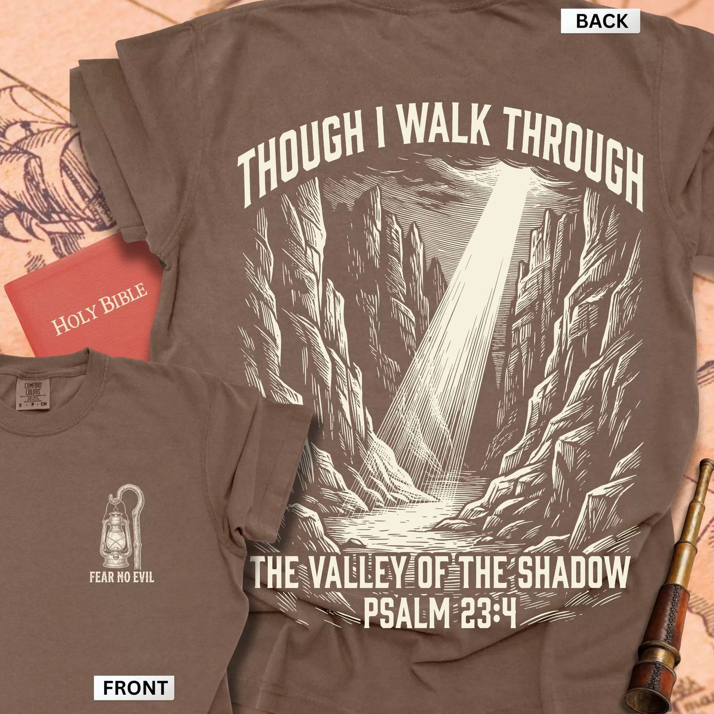 Psalm 23:4 Though I Walk Through the Valley Premium T-shirt