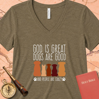 God is Great Dogs Heather V-Neck Tee
