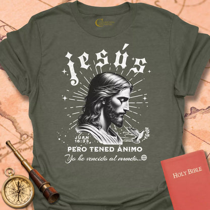 Retrato de Jesús Juan 16:33 Cameseta