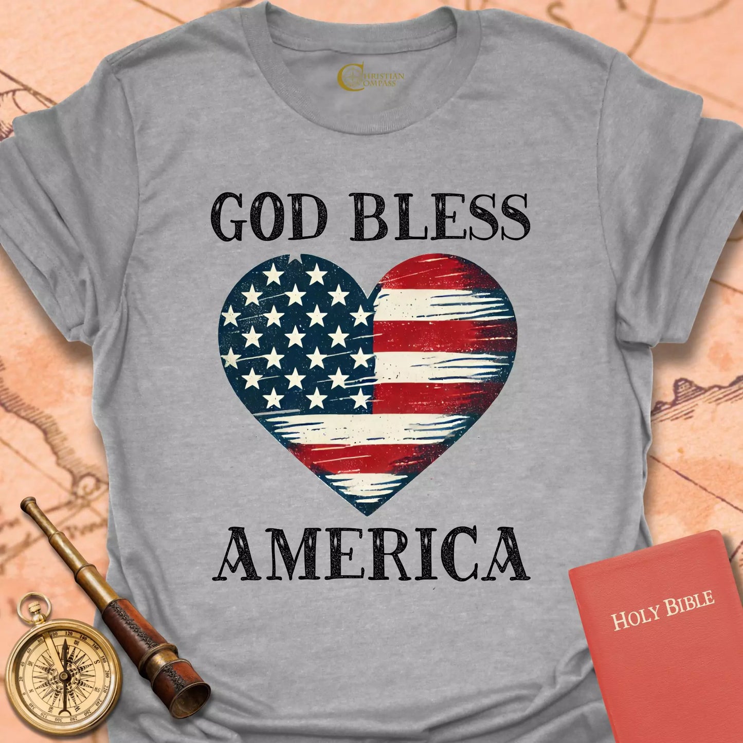 God Bless America Heart T-Shirt