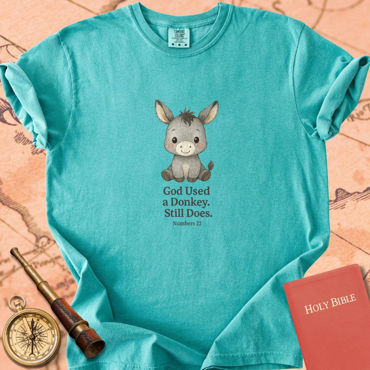 God Used a Donkey, Still Does — Cute Donkey Premium T-shirt — Seafoam Comfort Colors