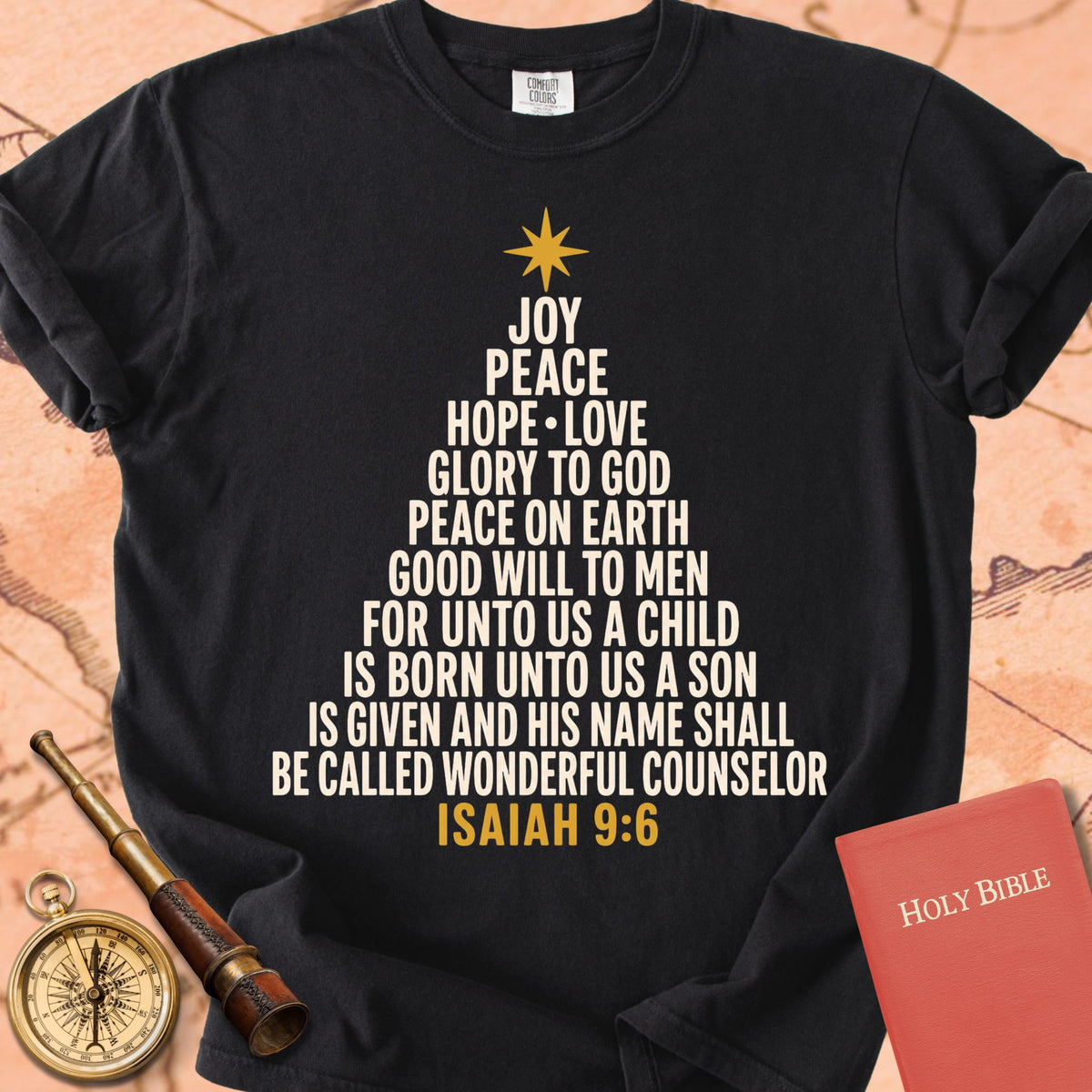 For Unto Us a Child Is Born — Isaiah 9:6 Christmas Tree Premium T-shirt