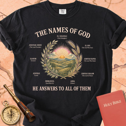 The Names of God — "He Answers to All of Them" | Hebrew Names of God Premium T-shirt