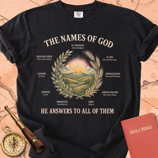 The Names of God — "He Answers to All of Them" | Hebrew Names of God Premium T-shirt